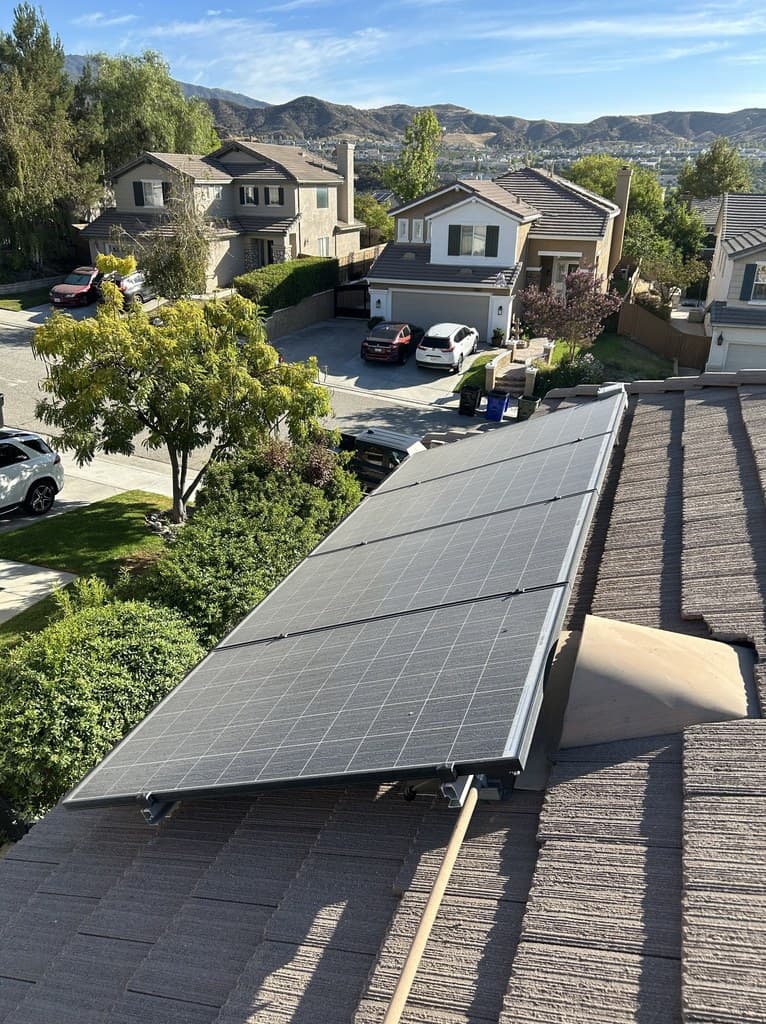 Wildfire ash on solar panels in Santa Clarita