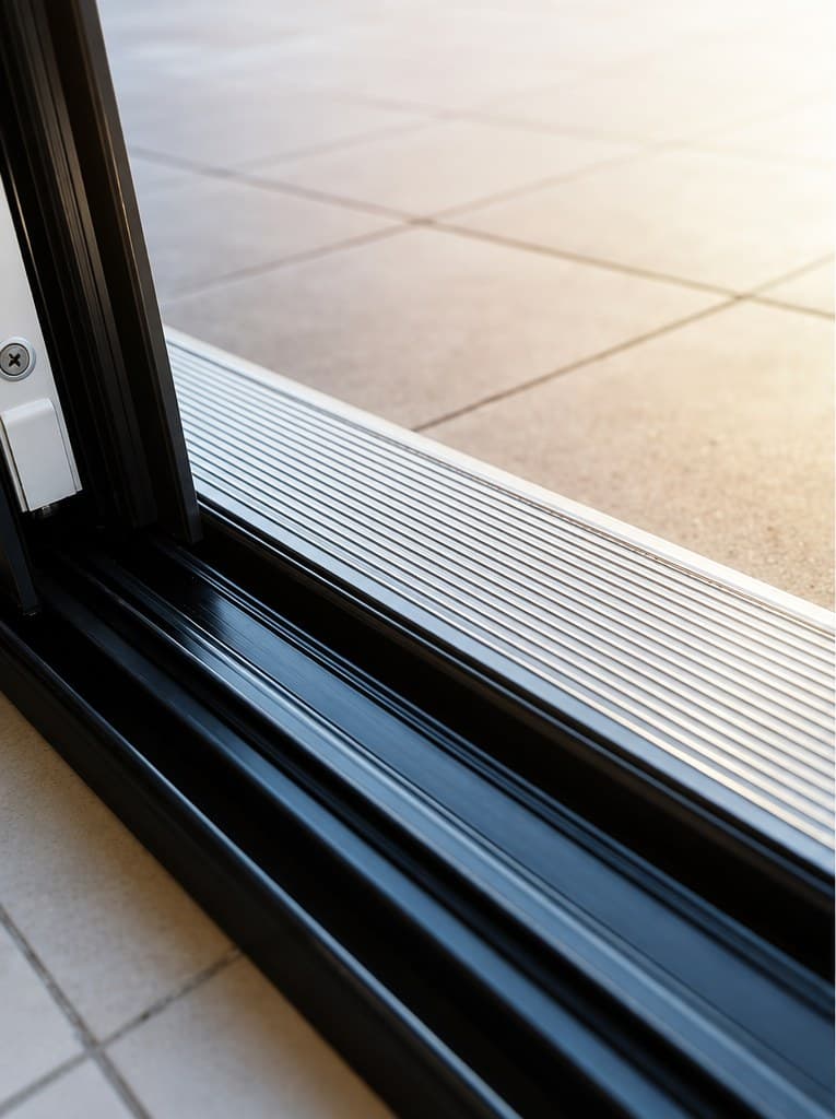 Sliding door track vacuumed, scrubbed, and flushed, after